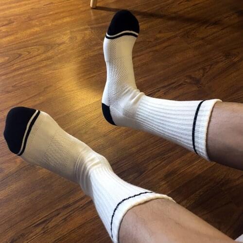 White Black Unique Solid Pattern Male Long Sock Gay Top Vers Bottom Sexy Men Sports Tube Football Streetwear Socks Comfortable