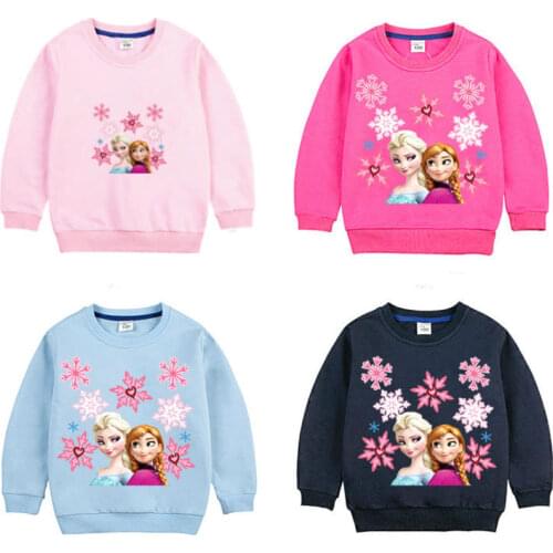 2020 New Autumn and Winter Girls Clothes Pure Cotton Hooded Sweatshirt Frozen Cartoon Childrens Casual Sportswear Girl T-shirt