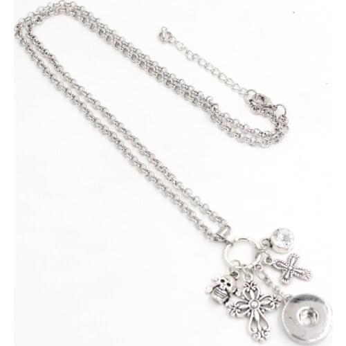 Snap Necklace 18mm Snap Jewelry Cross Skull Pendant Necklace Liobonar Snap Buttons Charms Jewelry Gift Collar