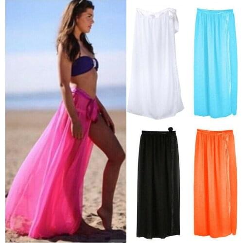 2020 Hot Sexy Cover Up Beach Women Dress Bikini Cover Ups Pure Candy Color Bathing Suit Women Swimsuit Beachwear Wrap Mesh Skirt