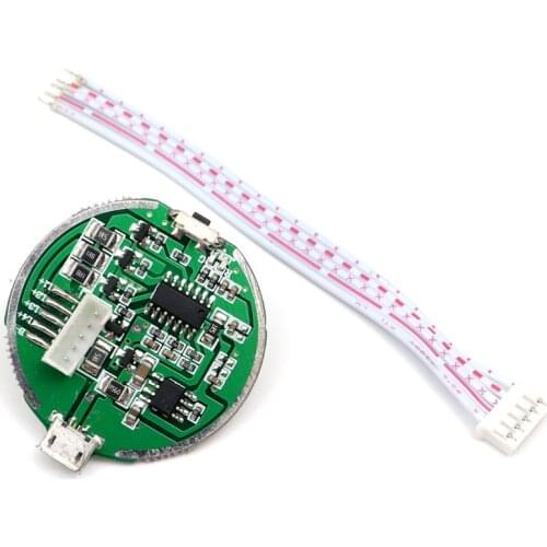 40mm 3.7V 4 LED Four Light Source Circuit Board Night Fishing Lamp Light Driver Board Middle Switch Micro USB Charging