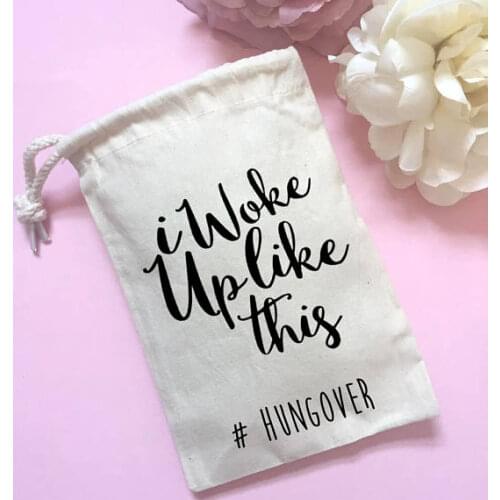 Custom i woke up like this wedding Hangover Kit favor gift muslim Bags Bachelorette hen bridal shower party gift bag