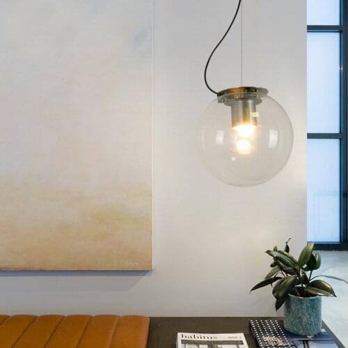 Pendant Lights Retro Glass Metal Round Balls Suspension LED Lamp For Living Room Dining Room Bar Coffee Pendant Lighting PA0439