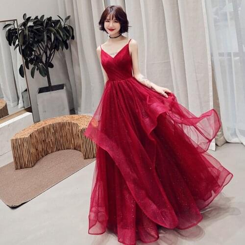 Wedding Toast Dress 2019 new summer fashion elegant married female sense was thin long evening dress female Vestidos S-XXL