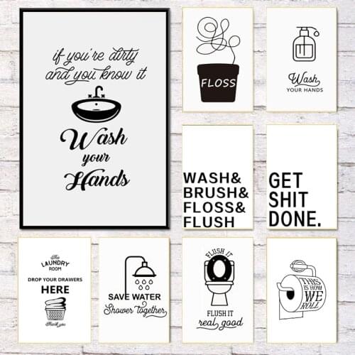 Simple Creative Decoration Mural Nordic Style Picture Posters and Prints Canvas Painting Wall Art Prints for Bathroom Home Decor