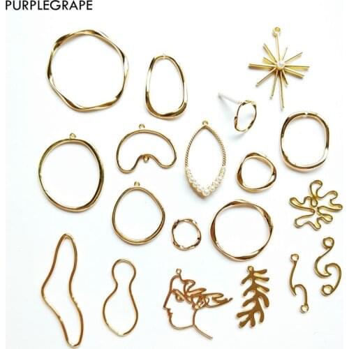 PURPLEGRAPE Minimalist Geometric Irregular Alloy Pendant DIY Handmade Earrings Accessories Necklace Jewelry A Pack of 6 or 4