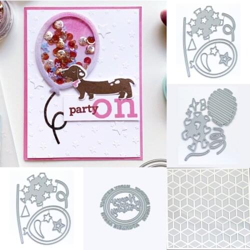 Balloons Happy Birthday Star Die Cutting Dies Scrapbook Diary Decoration Stencil Embossing Template DIY New Card Handmade