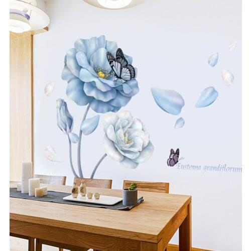 Modern Flower Wall Stickers Home Decor Living Room 3d Art Mural Bedroom Decor TV Backdrop Decal Self-adhesive Office Sticker