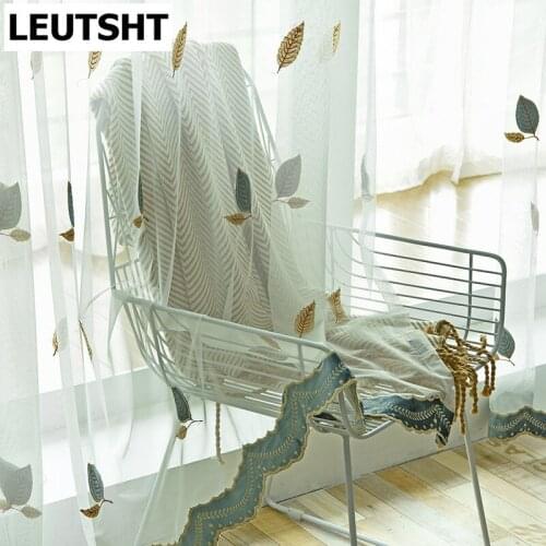 Yellow Embroidered Star Tulle Curtains for Living Dining Room Bedroom Modren Window Screen Tulle for Children Bedroom