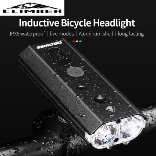 New Store Bike Light Rainproof USB Rechargeable Smart Induction Bicycle Front Light LED3000mAh MTB Front Lamp Cycling Headlight