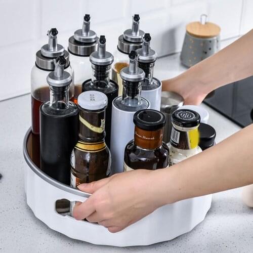 Turntable Cabinet Organizer Rotatable Storage Shelf for Kitchen Rotating Condiments Holder 9.0/11.7inch in Diameter JW