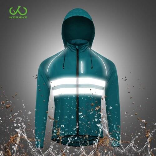 WOSAWE Ultralight Windproof Hooded Motorcycle Jacket Reflective Waterproof Running Sports Windbreaker MTB Wind Coat Long Jersey
