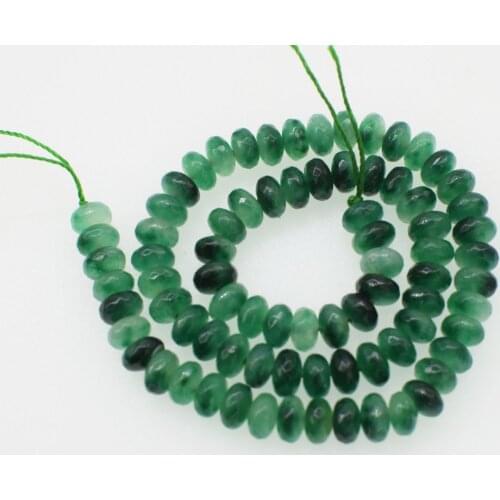 Green jade roundel faceted 8*4mm for DIY jewelry making loose beads 14inch FPPJ wholesale beads nature gem stone