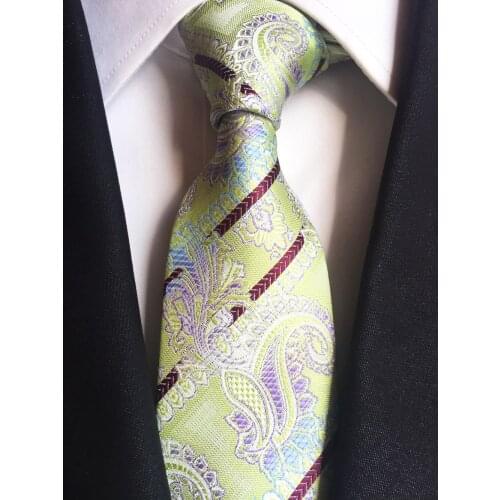 Lingyao New Arrival 8cm Formal Gravata Groom Wedding Necktie Diagonal Stripes with Paisley (Made of 2400 Stitches Shinny Thread)