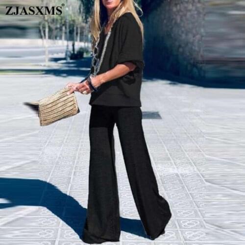 Solid Color Cotton Linen Sets Women Elegant V Neck Short Sleeve Shirts and Long Pants Two Piece Outfits Spring Summer Suit Mujer