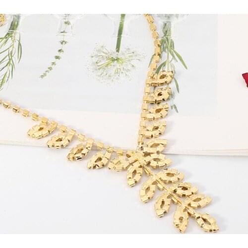 Women Rhinestone Necklace Earrings Bracelet Ring Wedding Party Banquet Jewelry