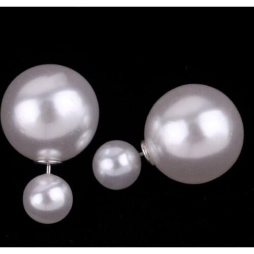 1 Pair Classic Double-sided Pearl Candy Stud Earrings High Quality Pearl Earrings For Women Lady Earrings