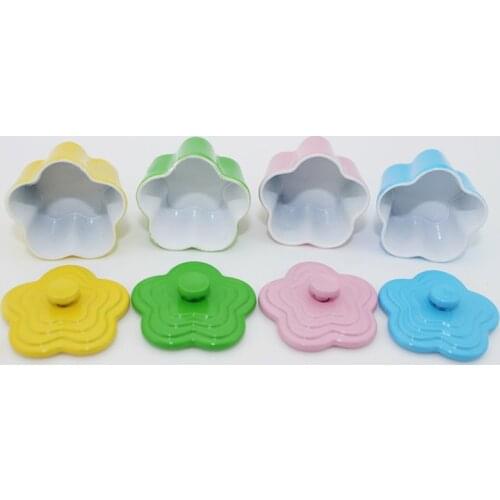 1PCS Metal 1/12 Miniature Dollhouse Pot Flower Shape Box Pretend Play Kitchen Utensils Accessories Toy