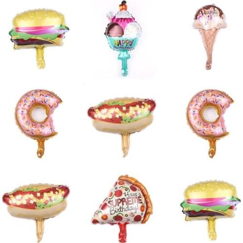 1PC Mini 40*30cm Ice cream burger hot dog donut Balloon Aluminum Foil Balloons Birthday Party Decorations kids Toy globos