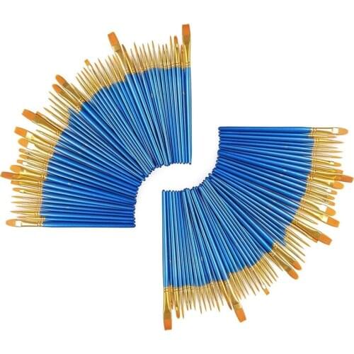 100 Pieces Paint Brush Set Professional Paint Brushes Artist for Watercolor Oil Acrylic Painting (10-Pack 100PCS)