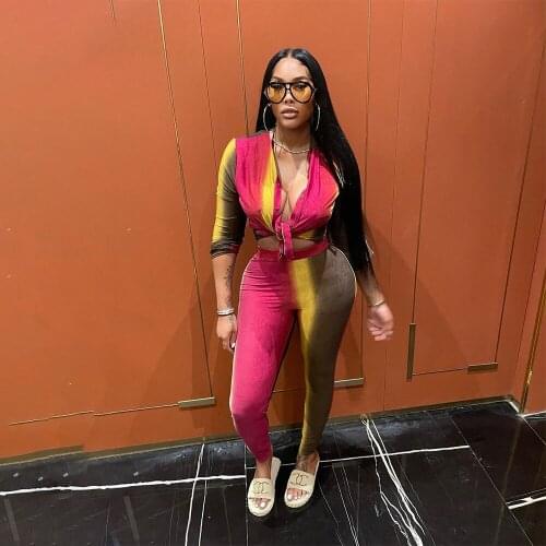 2021 Ins Internet Celebrity Famous Women Set 2Pcs Longsleeve Low Cut Sexy Club