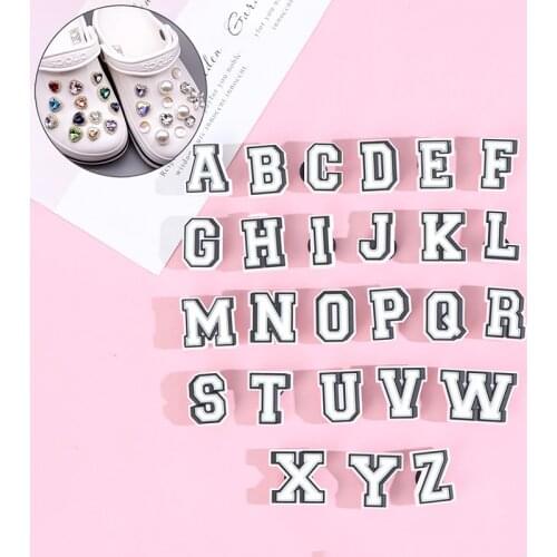 26Alloy Letter JIBZ Clog Accessories Diamond Dongdong Shoe Decoration For Kids Croc Charms Metal Button For Girl Gift Shoe Charm