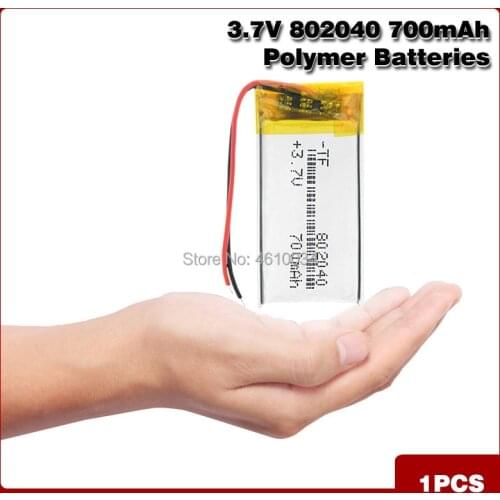 3.7V 700mAh Li Lithium Polymer Rechargeable Battery li po cell 802040 For E-book GPS Driving recorder DIY earphone Sat Nav