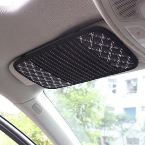 Car Sun Visor Leather CD DVD Clip holder Storage Bags Multi-function Organizer Glasses Pen Coin Stowing Bag Car Interior Parts