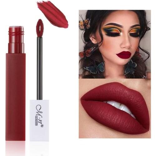 Velvet matte lip gloss sexy red pumpkin rose soft cream long lasting waterproof big volume liquid lipstick