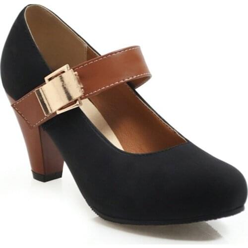 Big Size 11 12 13 14 15 16 17 ladies high heels women shoes woman pumps Round head and shallow mouth magic sticker single shoe