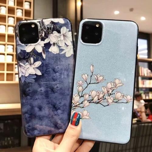 For Apple iphone 11 Case Soft Silicone Painted flowers Slim protective Back Cover Case for iphone 11 Pro Max iphone11 11pro