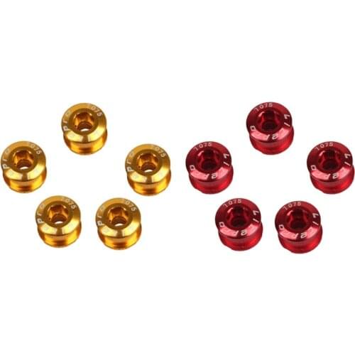 HOT Litepro 10Pcs Single Crankset Screw Bicycle Chain Ring Wheel Bolt Road MTB Bicycle Disc Screws,5 Pcs Red & 5 Pcs Gold