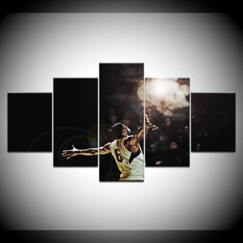 Canvas Painting HD Print 5Pcs Lebron James Poster Modern Home Decor Wall Art Picture For Living Room Decor Bedroom Artwork