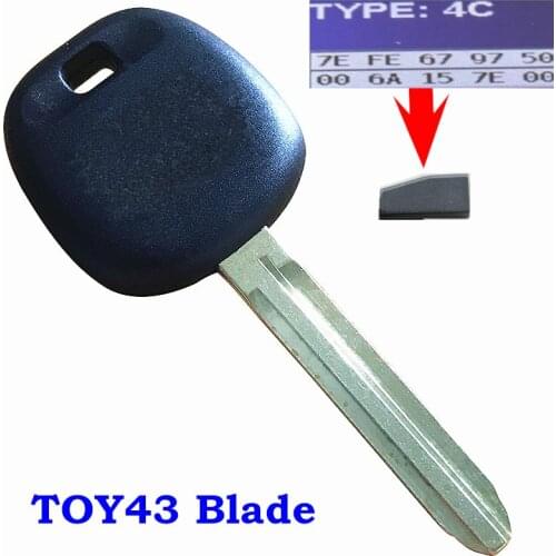 TOY44D-PT Transponder Ignition Chip Car Key for Toyota Camry Rav4 Corolla H Master Key H 4D67 4C Chip CAR IGNITION KEY TOY44G