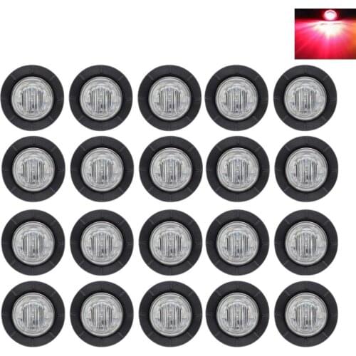 Krator 20PCS 3/4 Inch Surface Mount Clear Lens Red LED Clearance Marker Bullet Marker lights Side marker lights 12V Waterproof