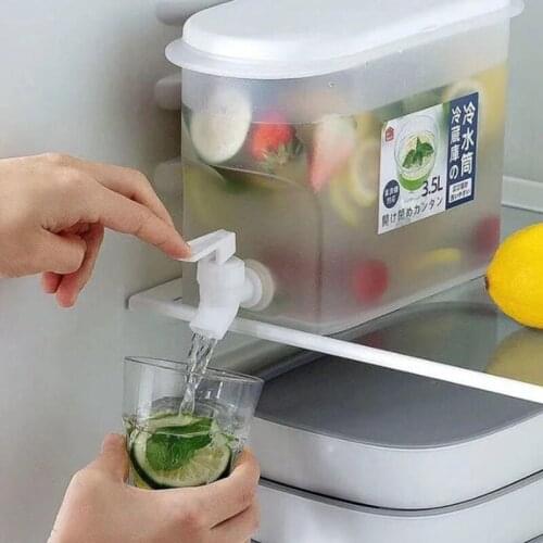 3.5L Water Pitcher Jug With Faucet Lemon Juice Kitchen Drinkware Kettle Pot Cold Ice Bottle Container Heat Resistant