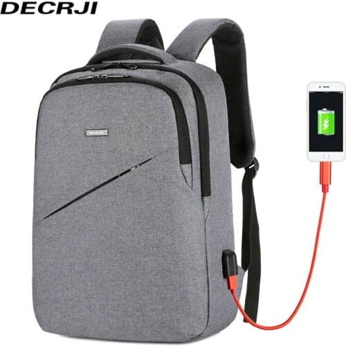 DECRJI USB Charging Backpack Men Nylon Laptop Backpacks Large Capacity Travel Bagpacks Fashion High Quality Student School Bags
