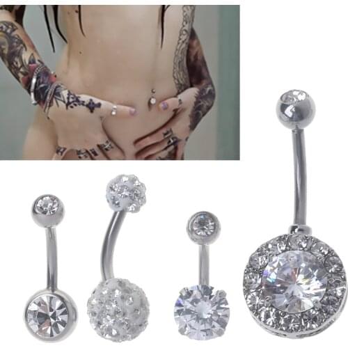 4PCS Titanium CZ Opal Belly Button Rings Set Navel Barbell Piercing Body Jewelry R58E