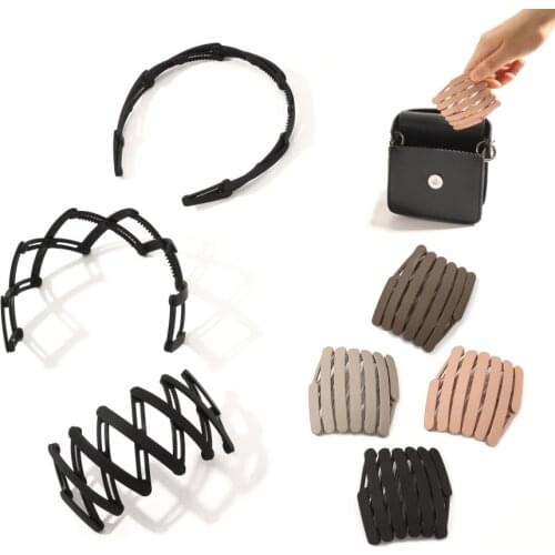 New Fashion Women Girls Portable Stretch Fold Hairbands Sample Headband Convenience Hair Hold Hoop Decorate Hair Accessories