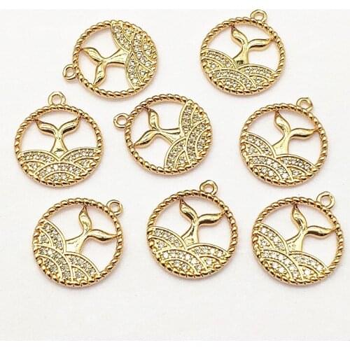 New arrival! 20x17mm 50pcs Cubic Zirconia Round Charm for Handmade Necklace Earring DIY Parts Jewelry Findings & Components