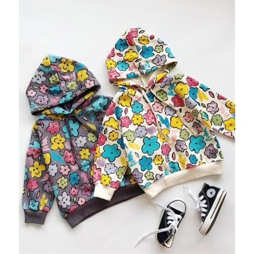 Toddler Girl Fall Clothes 2020 Fashion Flower Hoodies Cute Printing Korean Sweatshirt Autumn Little Girls Costume Hooded Tops