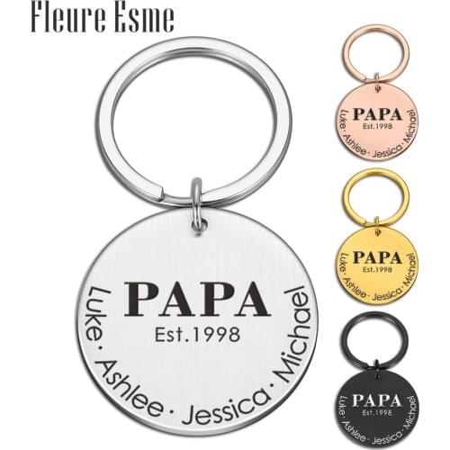 Fathers Day Gift Family Keychain for Dad Father Papa Engrave The Names of Dad Family Birthday Gift for Dad From Daughter Son