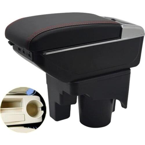 Armrest box For VW Golf 6 08-13 Mk6 Jetta 5 Mk5 2006-2012 Vento Wagon Dual Layer Rotatable Centre Console Storage Box USB Chargi