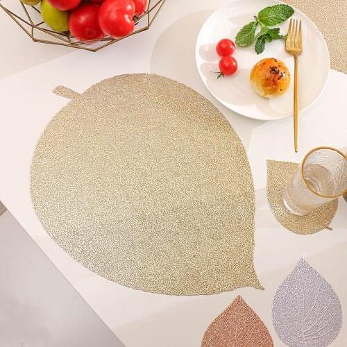Bodhi Leaf Coaster PVC Placemat Heat Resistant Dining Table Mats Bowl Plate Tableware Pad INS Nordic Hotel Restaurant Home Decor