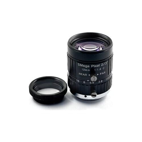 FA industrial lens 2/3 inch C-mount focal length 12mm 5 million high-definition low-distortion machine vision
