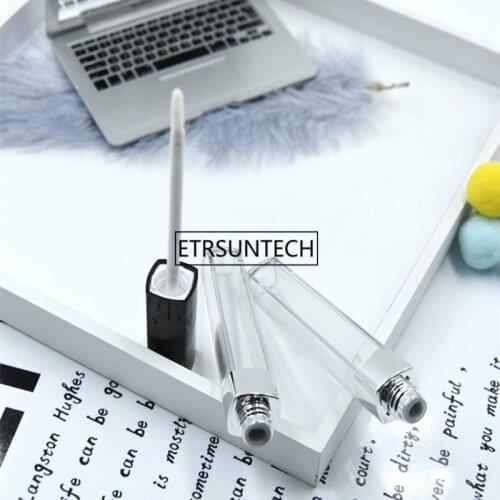 Clear Plastic Lip Gloss Tube 5ML Lip Tube With Brush Black Cap Lipstick Containers F20173435