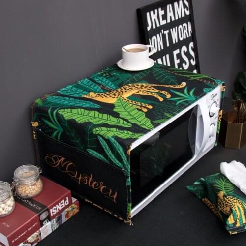 Nordic style Cotton and hemp forest Microwave oven dust cover Cobertura para beterraba Cubierta de polvo para horno