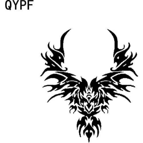 QYPF 15CM*17.5CM Fashion Phoenix Totem Flames Car Sticker Decal Black/Silver Vinyl Car-styling C15-1050