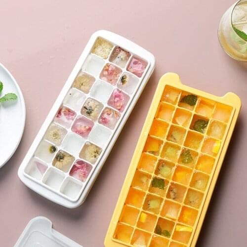 Silicone Ice Tray Ice Cube Mold Square Ice Cube Box 24/36 Grid With Cover PP Transparent Summer Ice Cream Tool