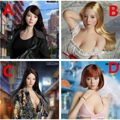 In Stock Scale 1/6 Female Movable Eyes Head Sculpture SDDX03 A/B/C/D Fit 12" Ph Body Action Figure In Stock